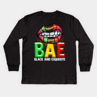 BAE Black And Exquisite Black Pride Tee Melanin Afro America Kids Long Sleeve T-Shirt